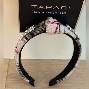 Tahari Checkered Headband with Sparkling Details